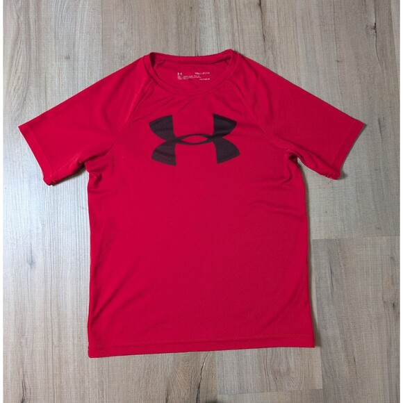 Other - Under Armour HeatGear T-Shirt Size YSM Red Logo Activewear Short Sleeve Youth